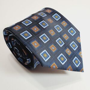 Bellini Blue Geometric Pattern Men's Neck Tie Jacquard Fabric 57x3.75"
